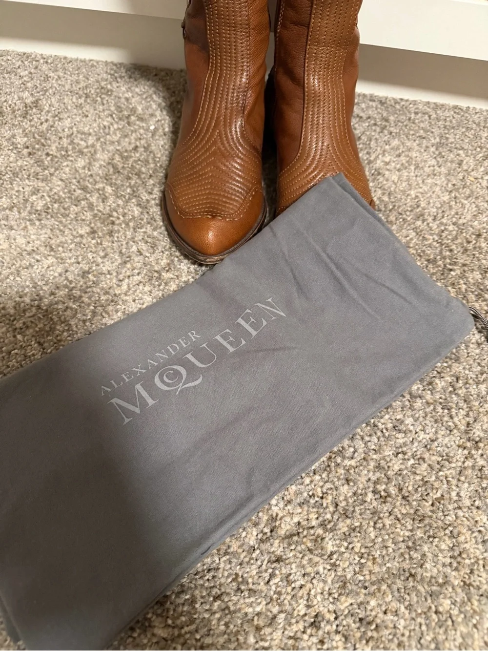 Alexander McQueen Vintage Tall Tan Leather boots Y2K